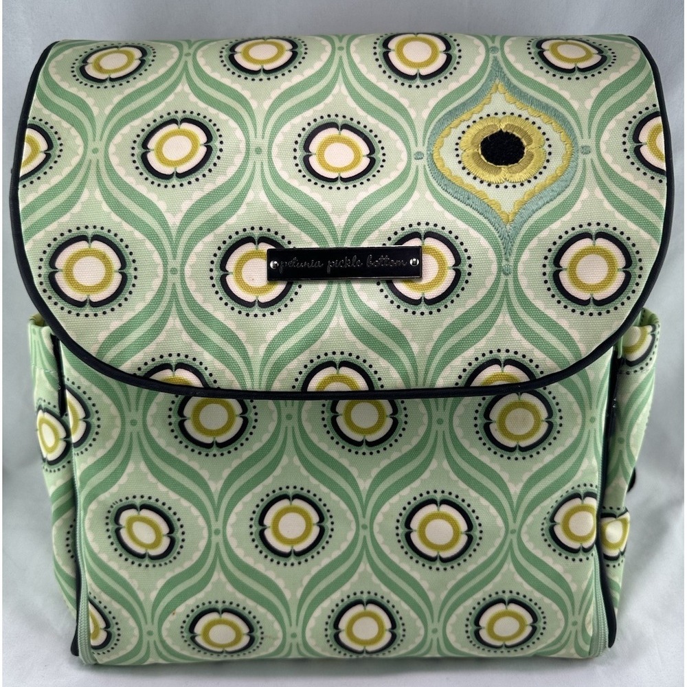 PETUNIA PICKLE BOTTOM Boxy Backpack DIAPER BAG Changing Pad Aqua Floral
